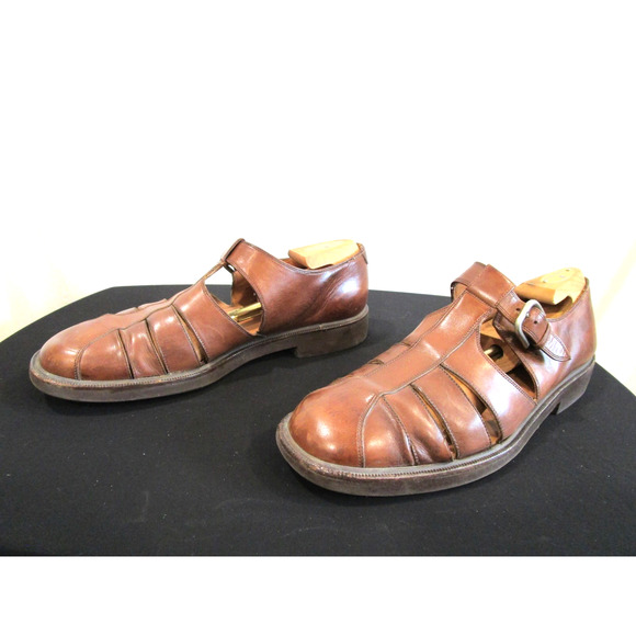Salvatore Ferragamo Brown Leather Fisherman Sandals Men Sz 11 EE main image 7